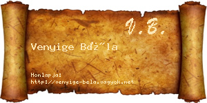 Venyige Béla névjegykártya